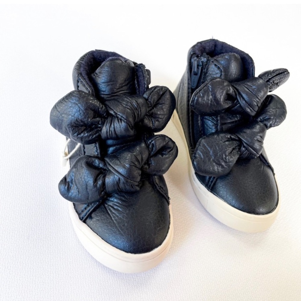 Zara girls booties/shoes navy bows size 5